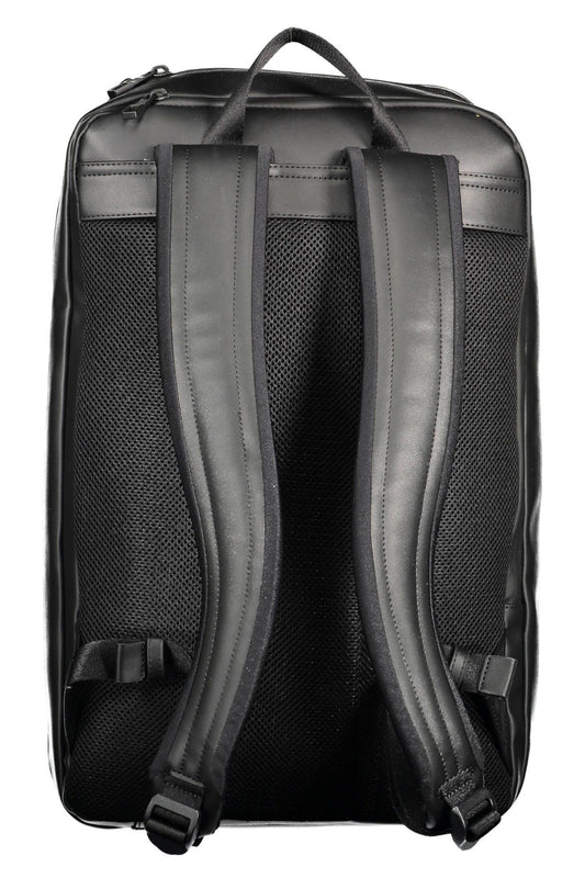 Black Polyester Men Backpack