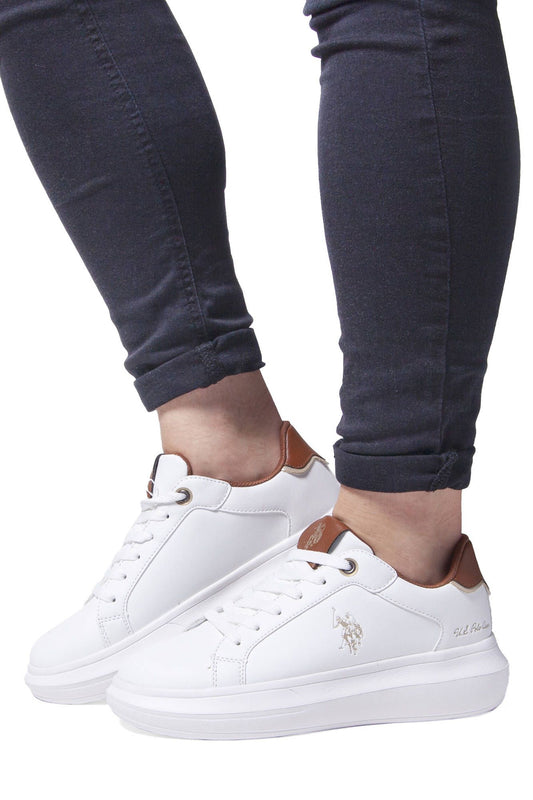 White Polyester Women Sneaker