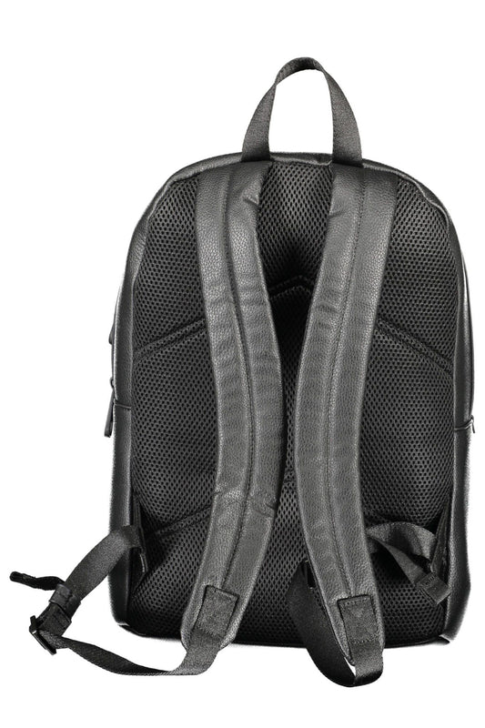 Black Polyurethane Mens Backpack