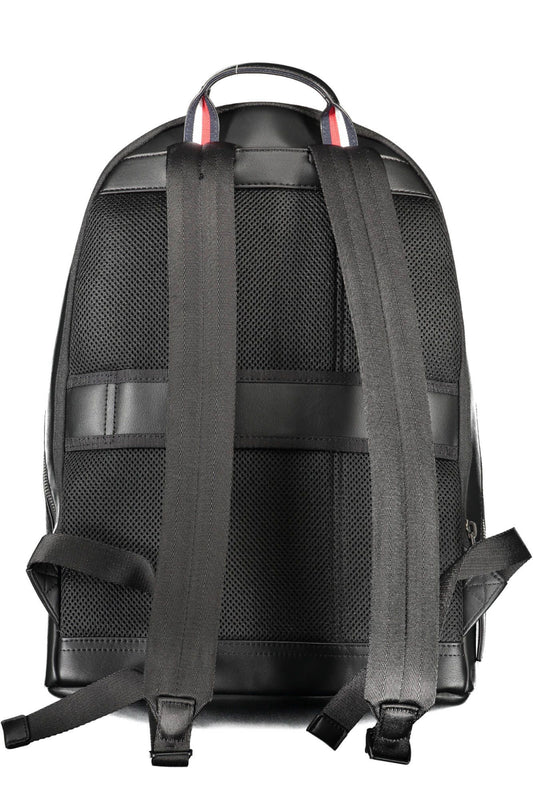 Black Polyester Men Backpack