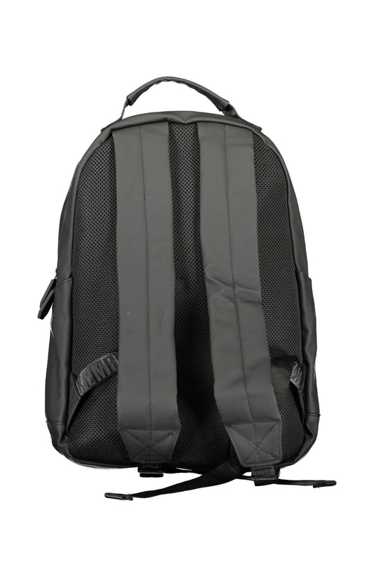 Black Polyurethane Men Backpack