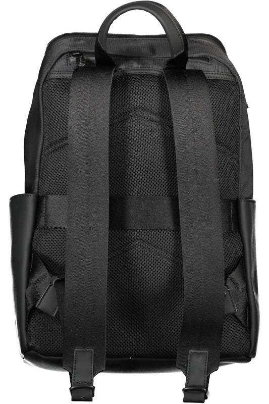 Black Polyester Men Backpack