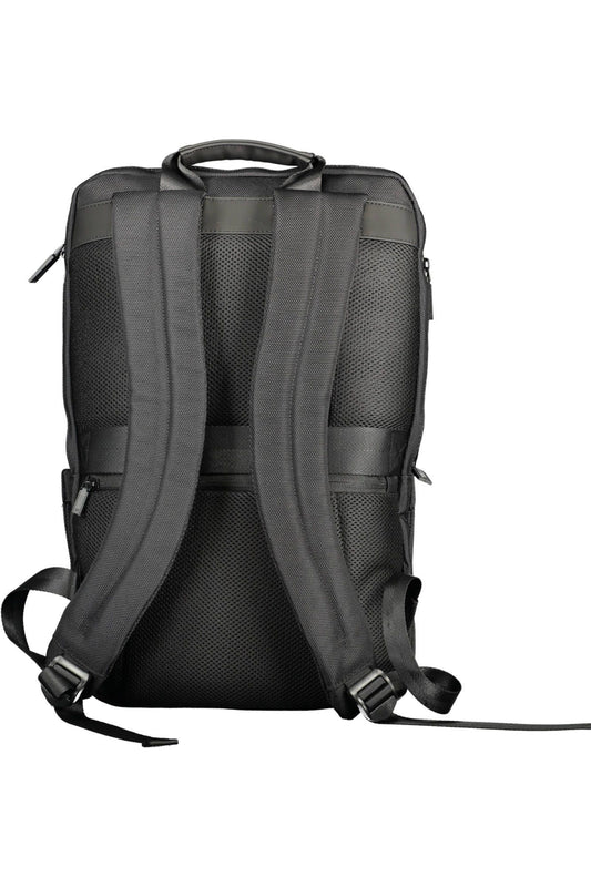 Black Polyester Men Backpack