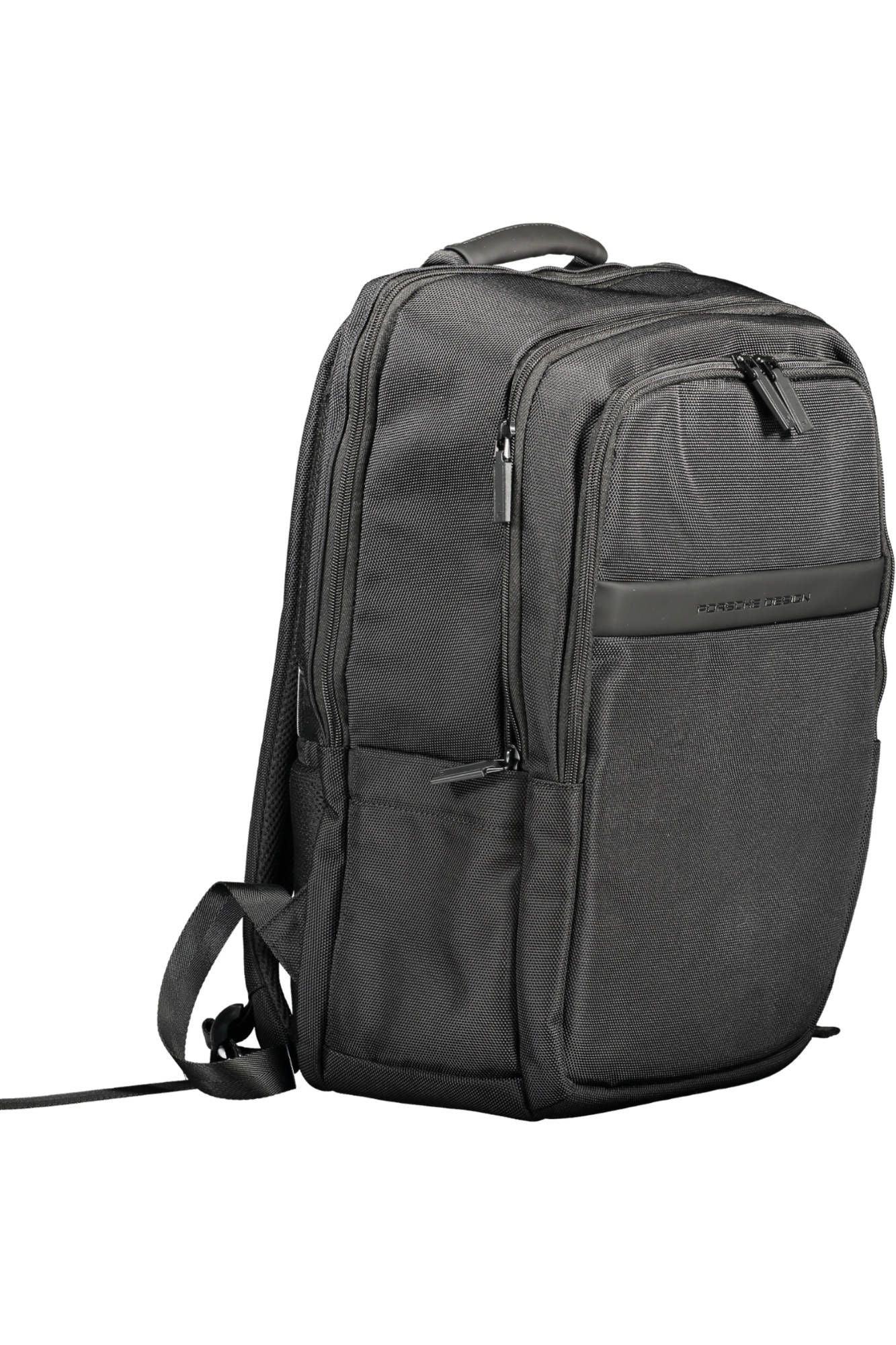 Black Polyester Men Backpack