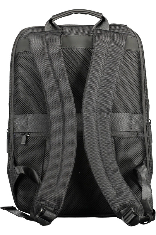 Black Polyester Men Backpack