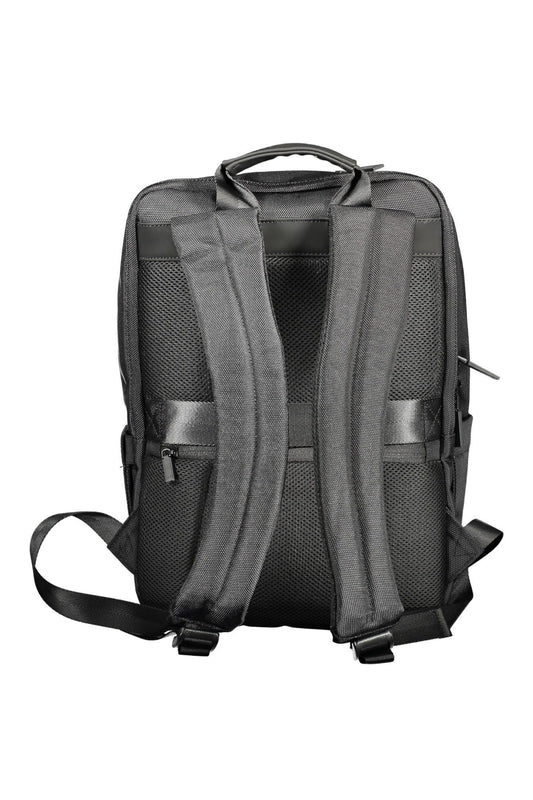 Black Polyester Men Backpack