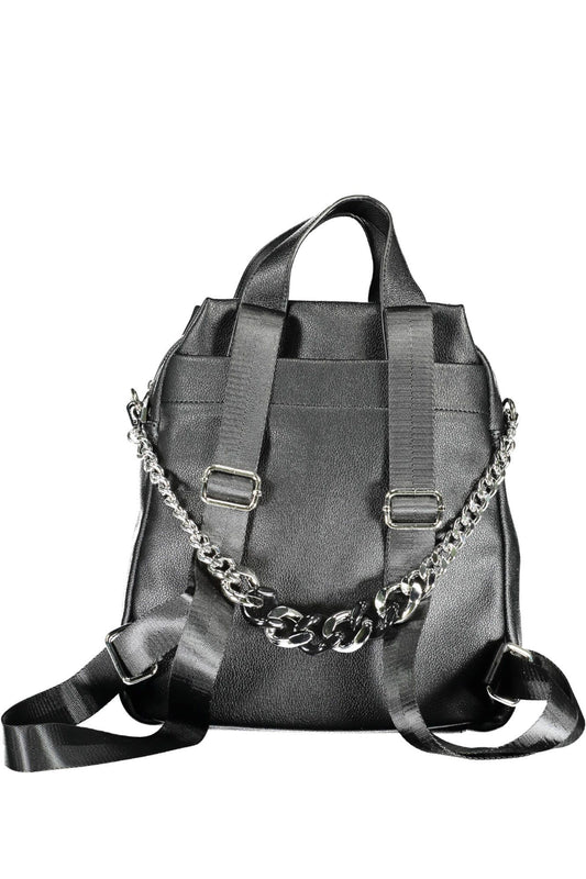 Black Polyurethane Women Backpack