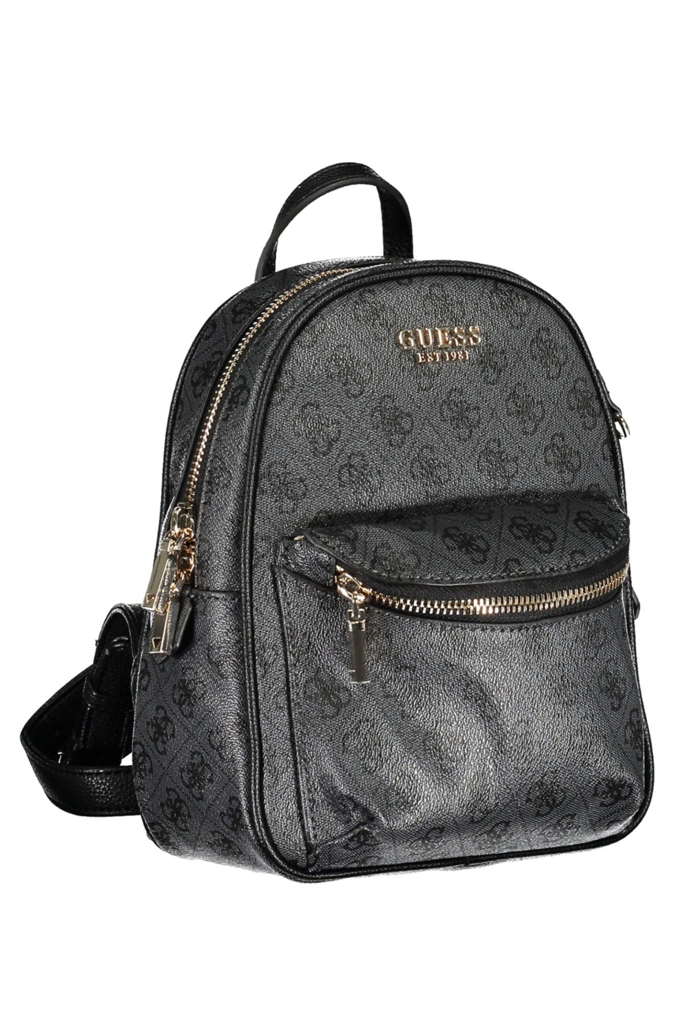 Black Polyurethane Women Backpack