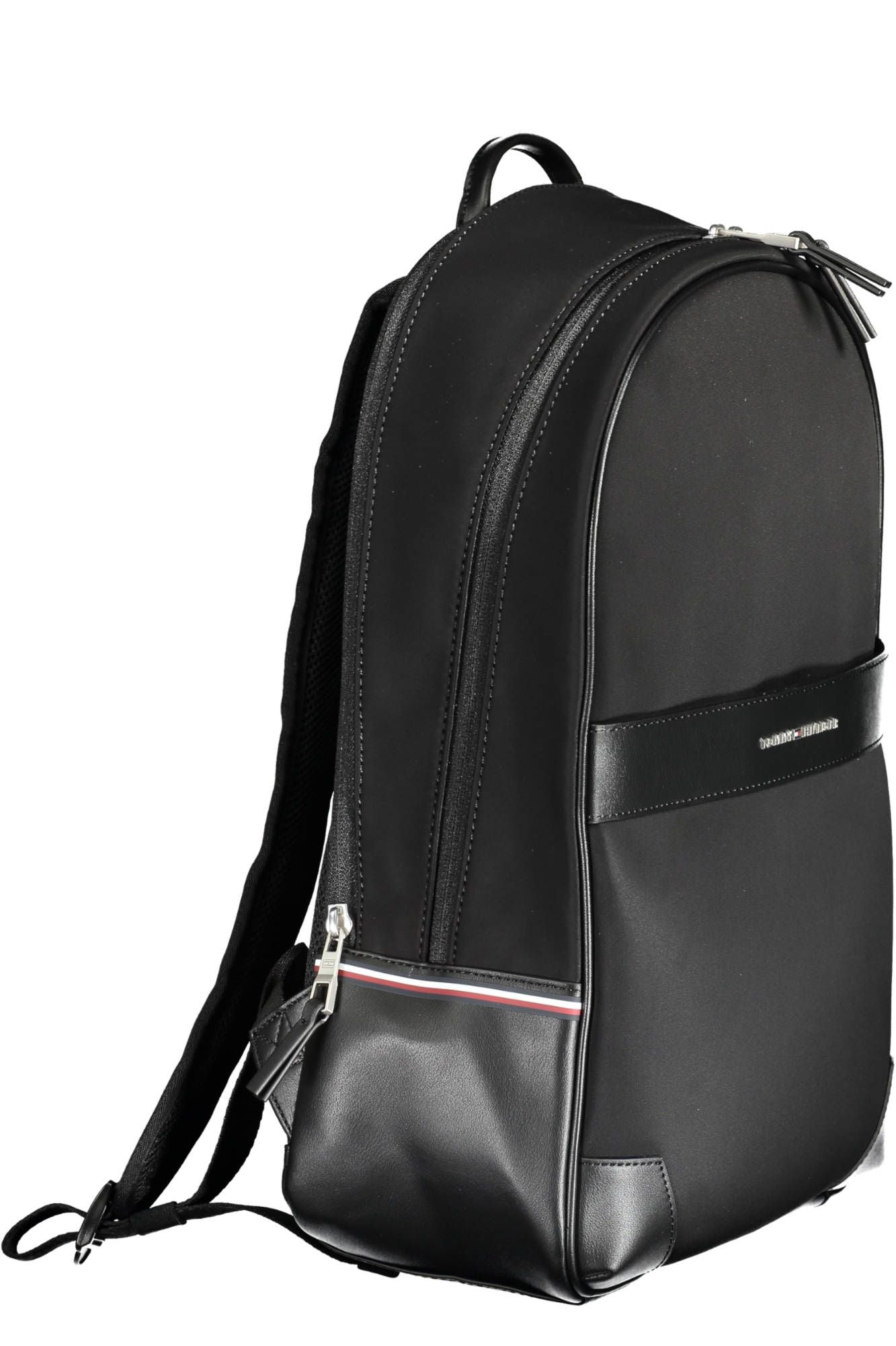 Black Polyester Men Backpack