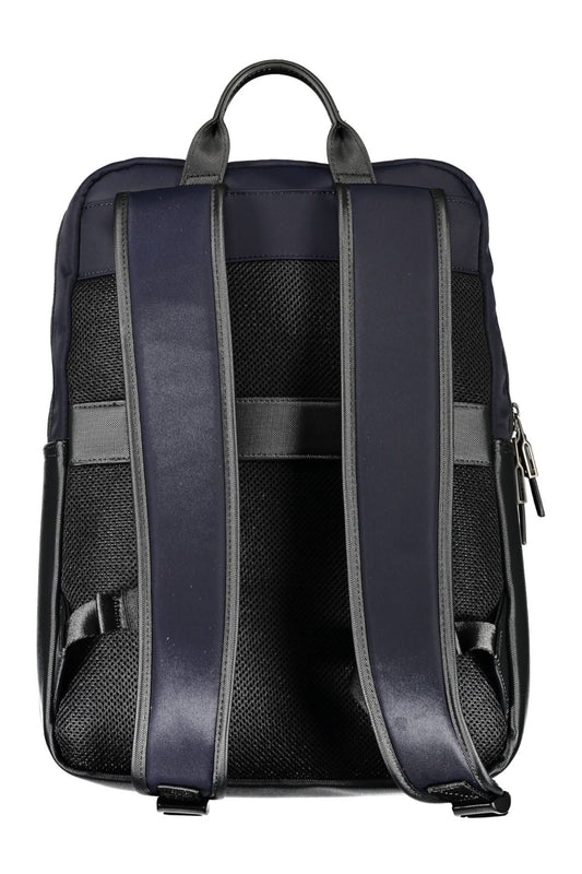 Blue Polyurethane Men Backpack