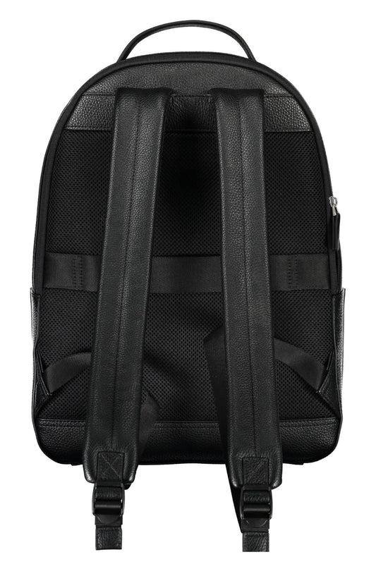 Black Polyurethane Men Backpack