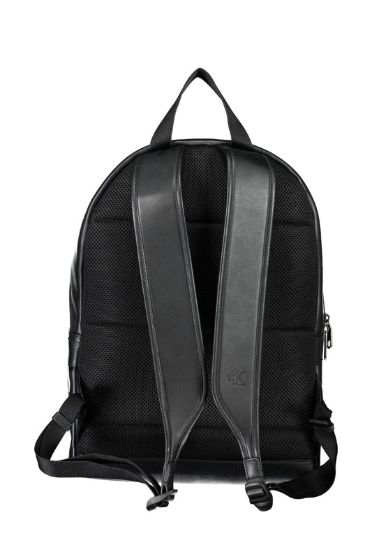Black Polyurethane Men Backpack