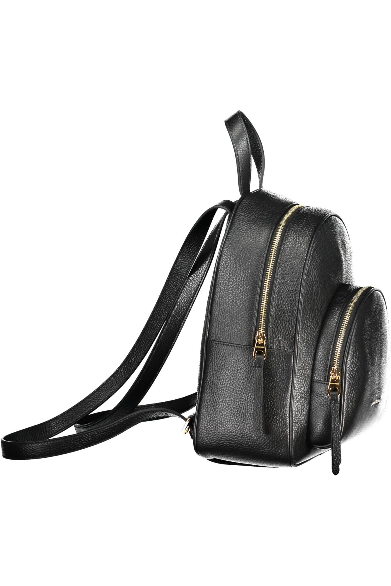 Black Leather Women Backpack