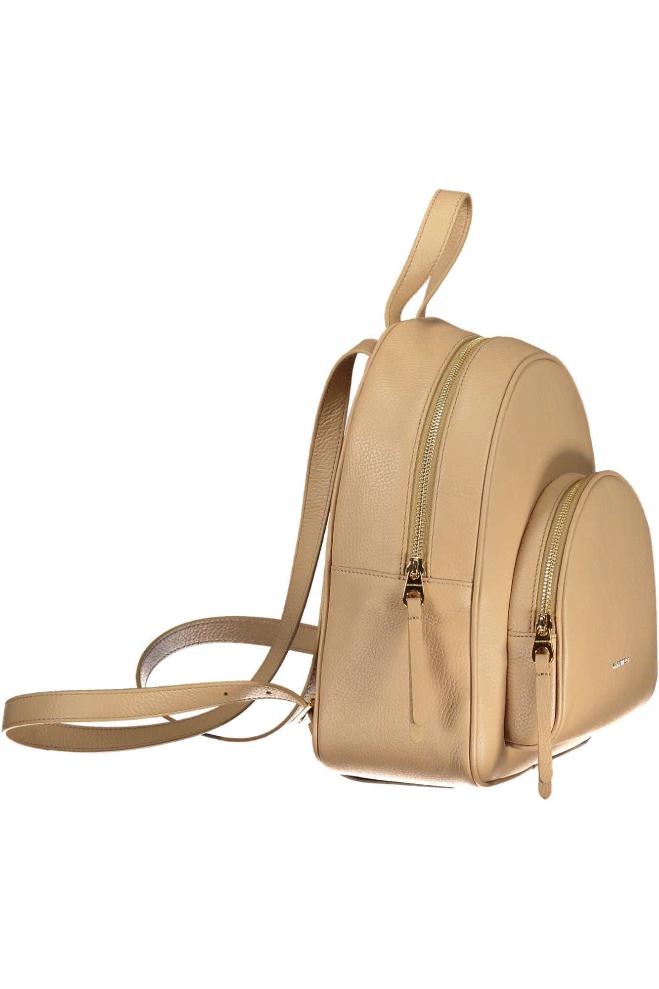 Beige Leather Women Backpack