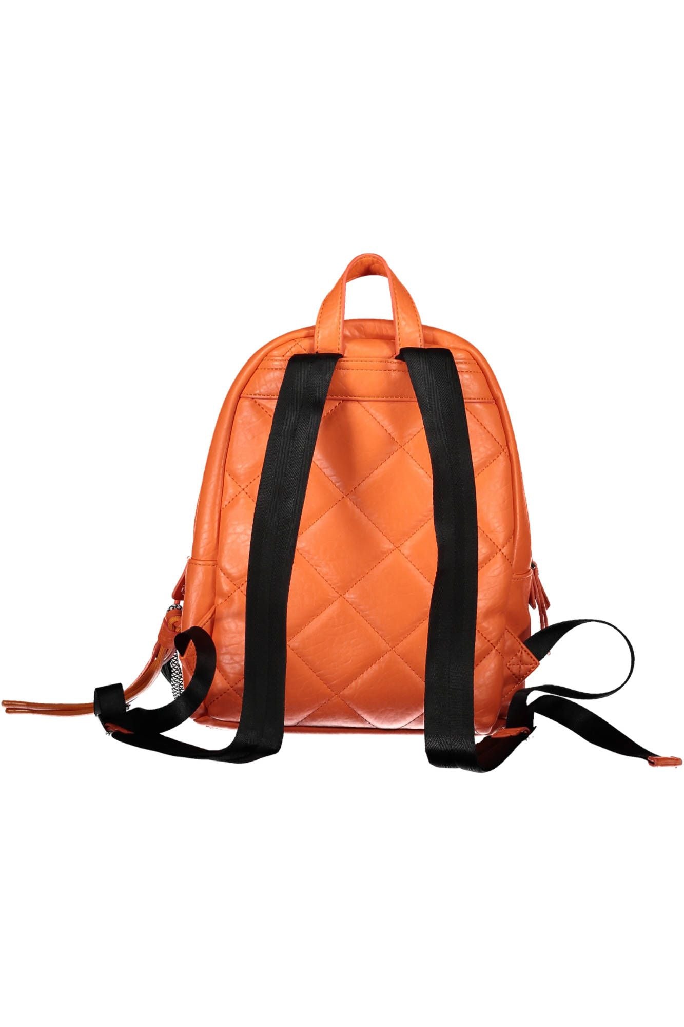 Orange Polyurethane Women Backpack