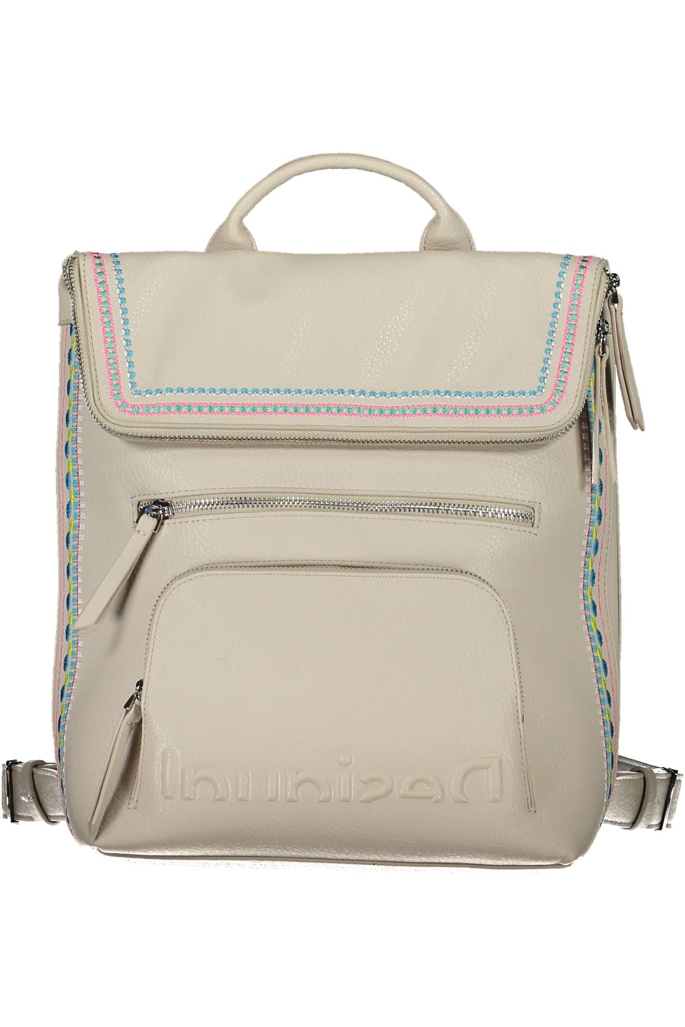 White Polyurethane Women Backpack