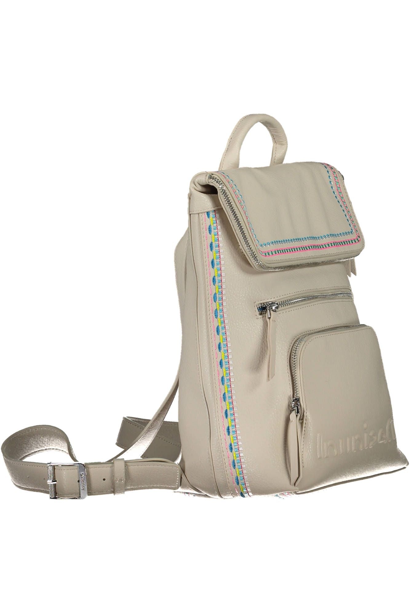 White Polyurethane Women Backpack