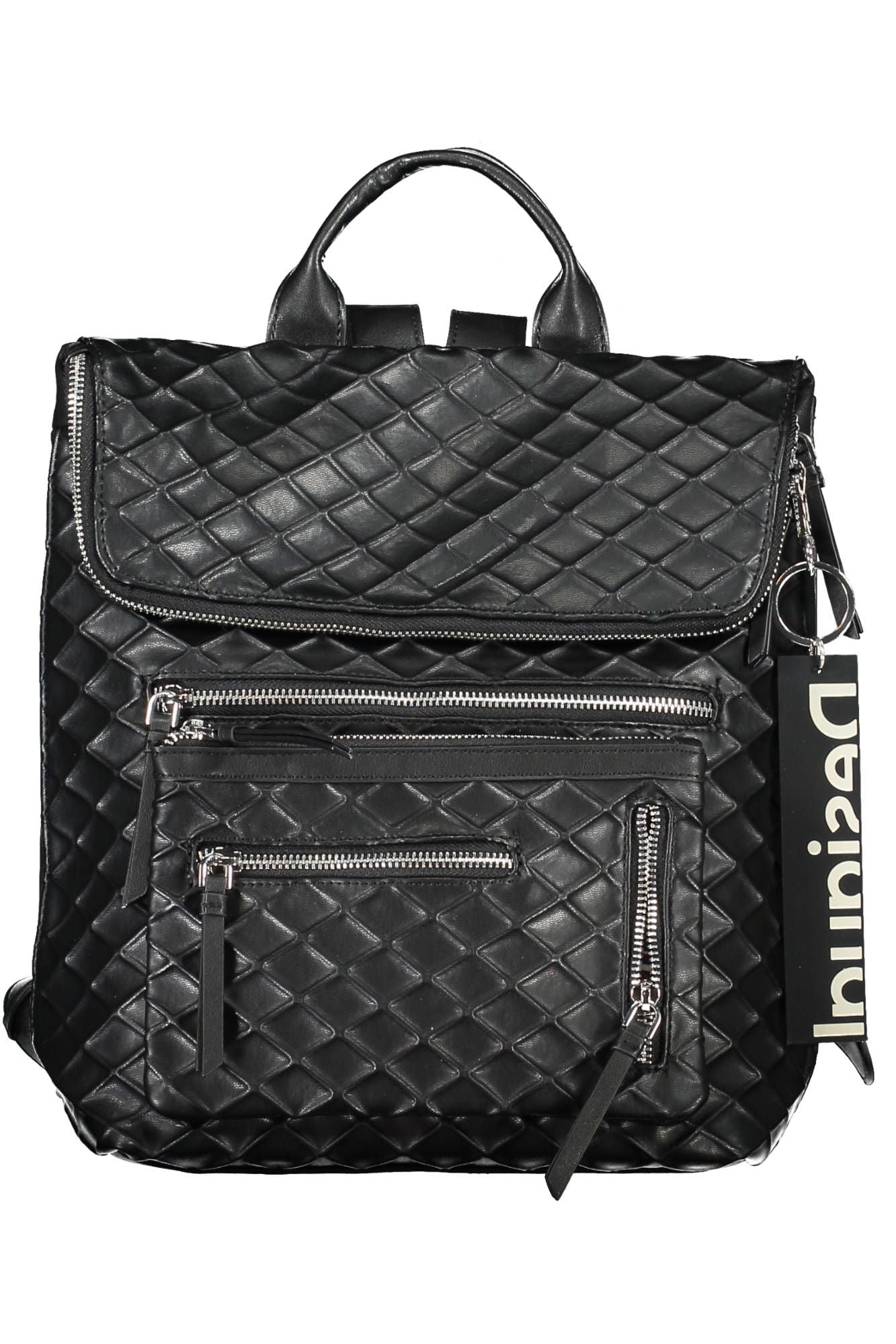 Black Polyurethane Women Backpack