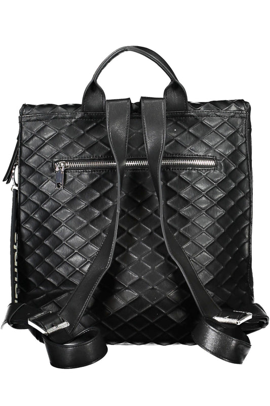 Black Polyurethane Women Backpack