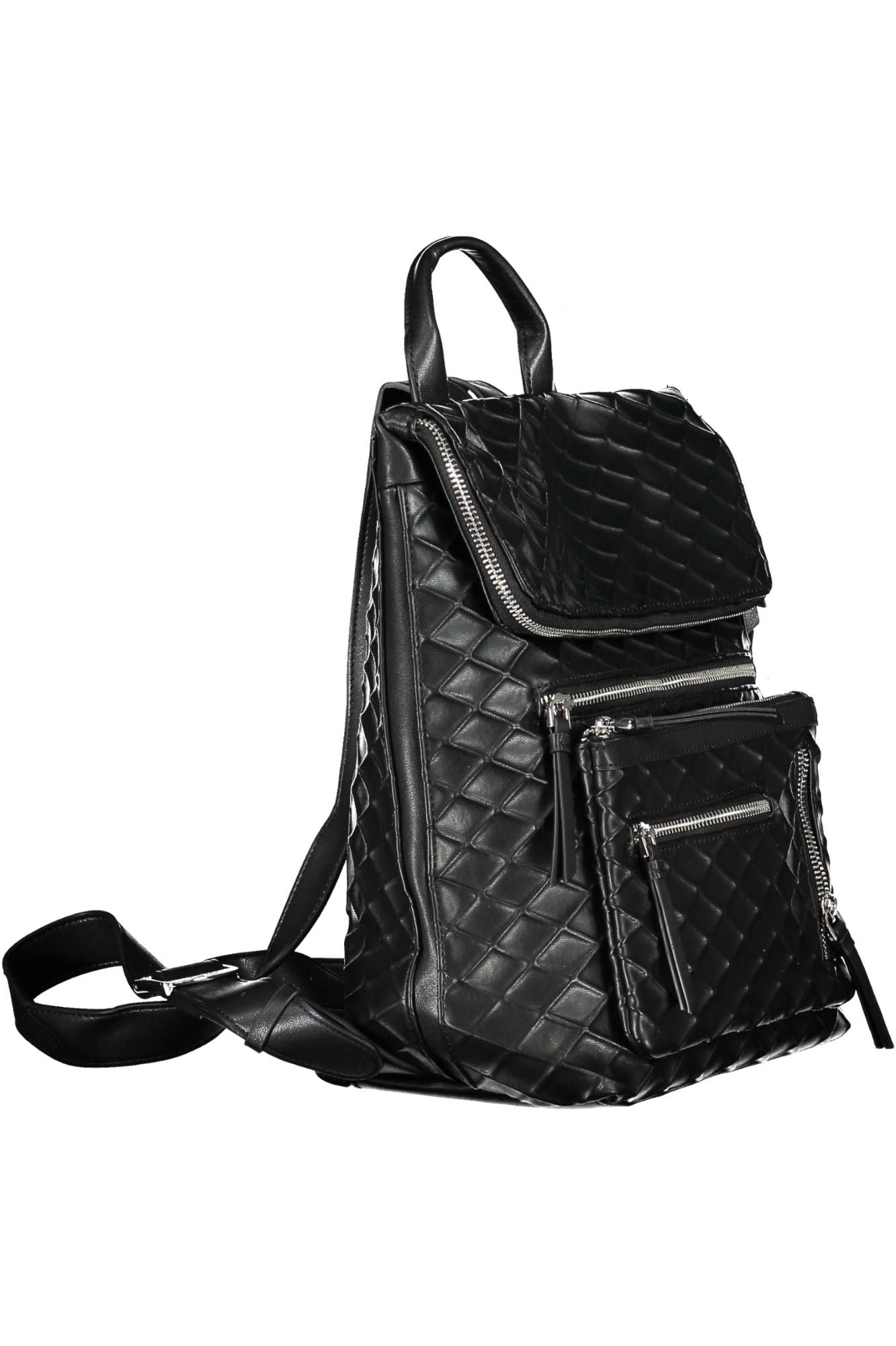 Black Polyurethane Women Backpack