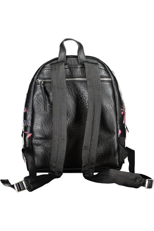 Black Polyurethane Women Backpack