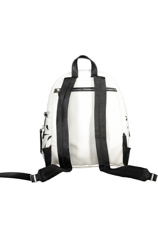 White Polyurethane Women Backpack
