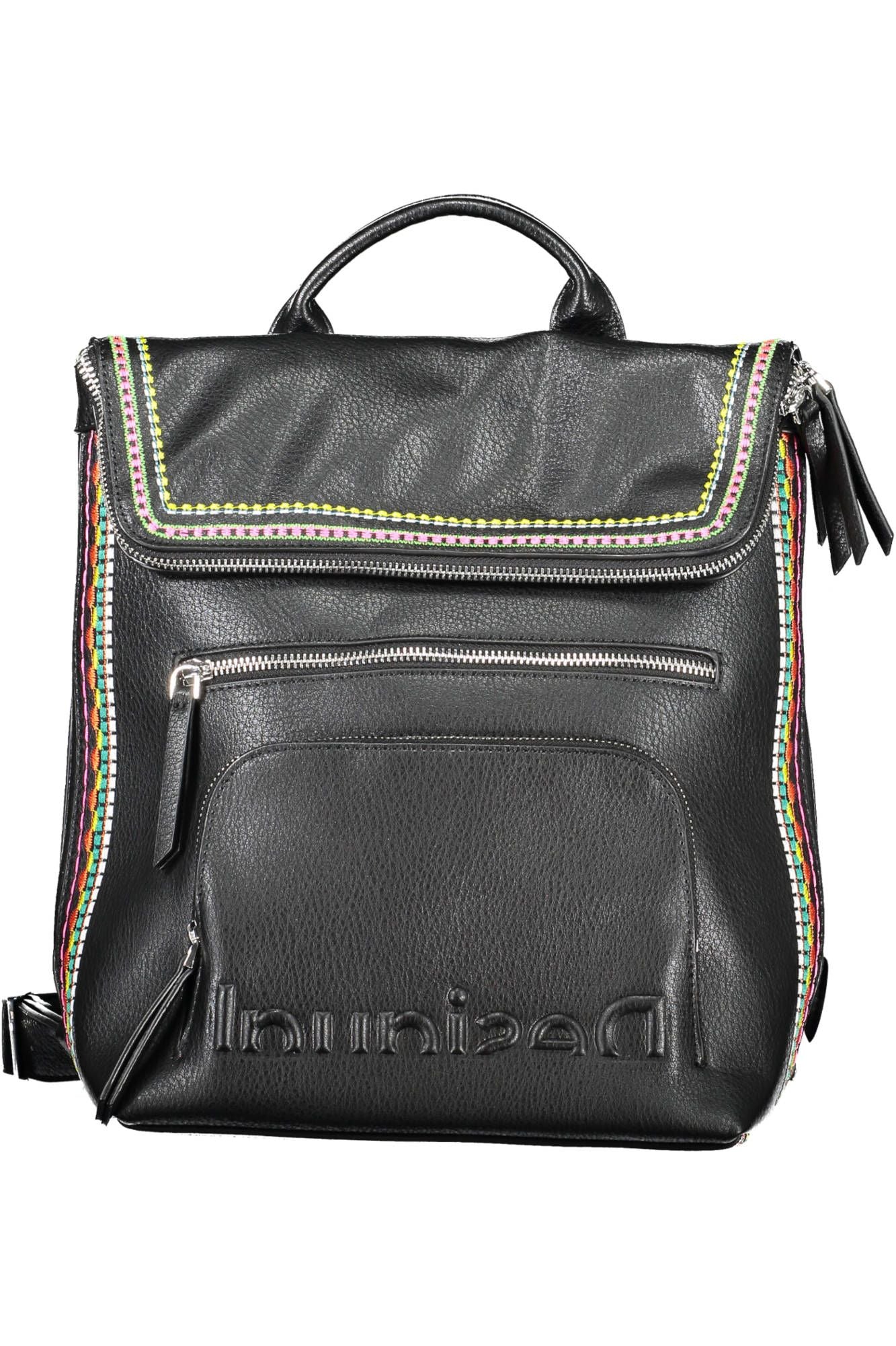 Black Polyurethane Women Backpack