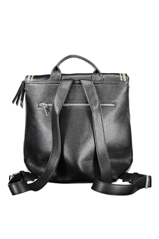 Black Polyurethane Women Backpack