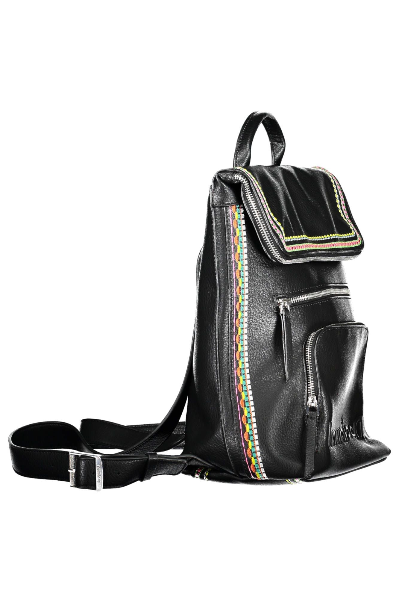 Black Polyurethane Women Backpack