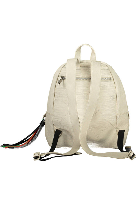 White Polyurethane Women Backpack