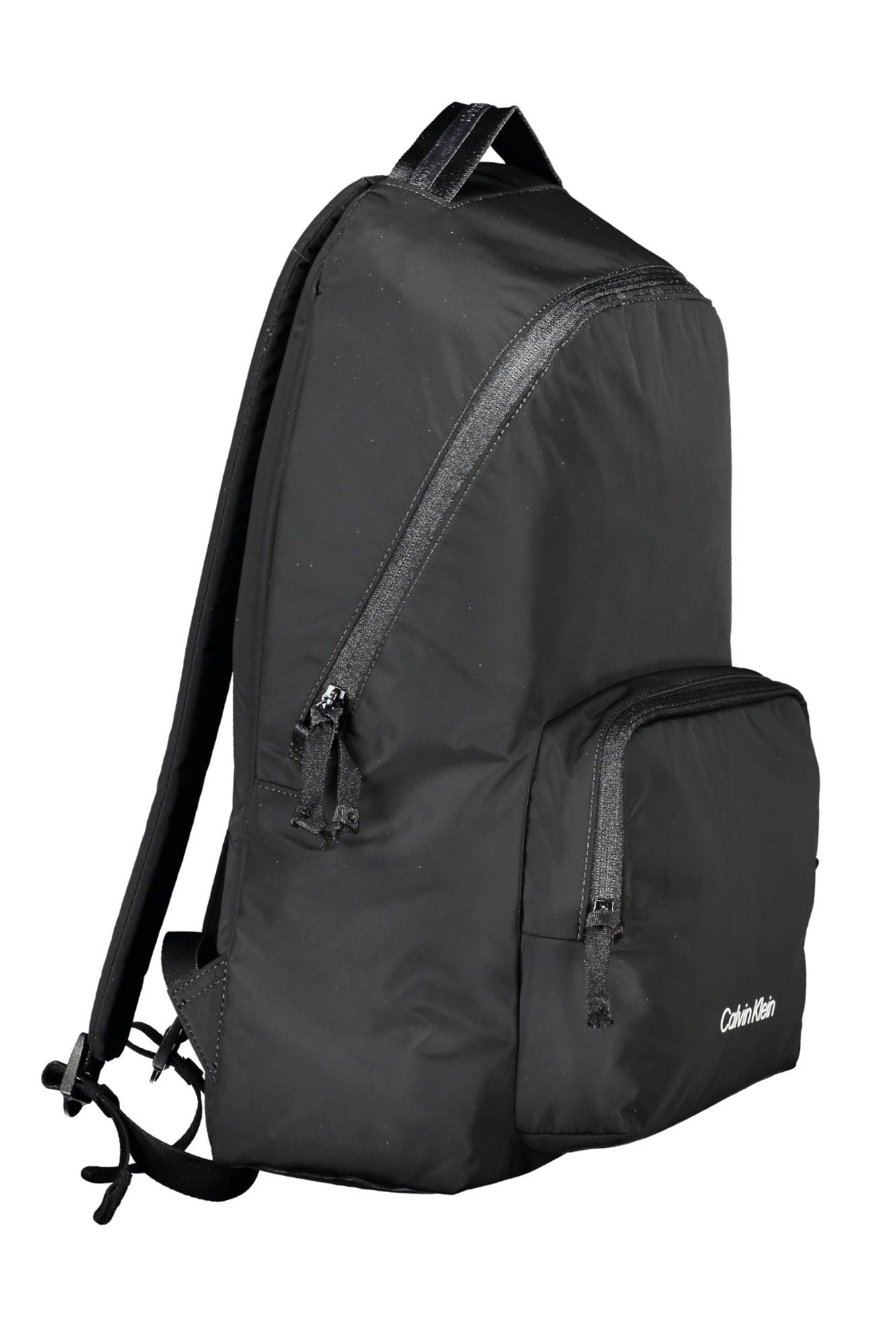 Black Polyester Men Backpack