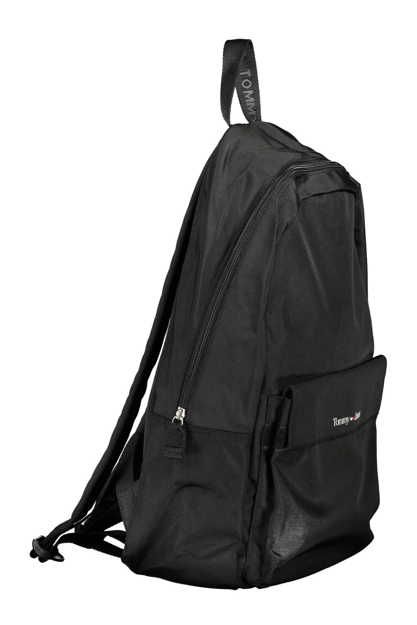 Black Recycled Polyester Men Backpack