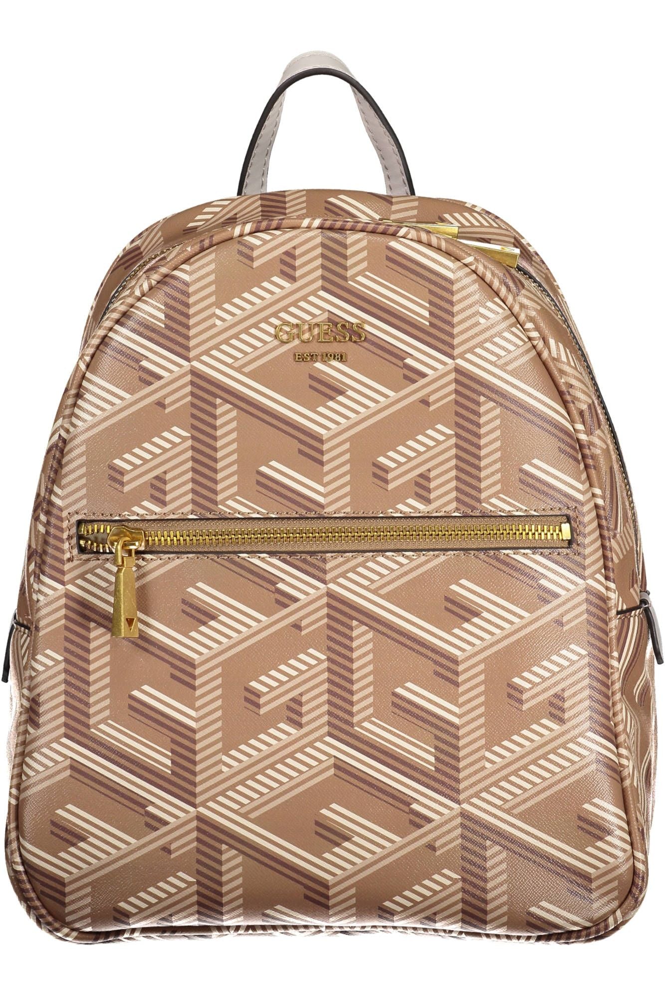 Brown Polyurethane Women Backpack