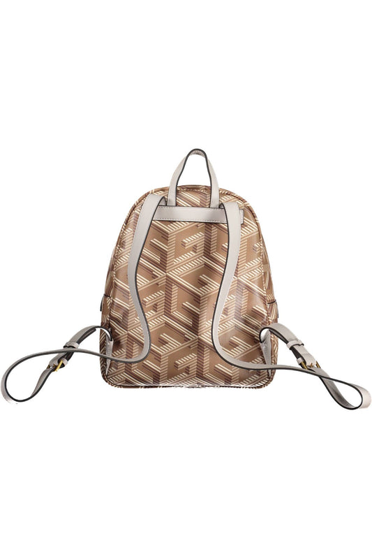 Brown Polyurethane Women Backpack