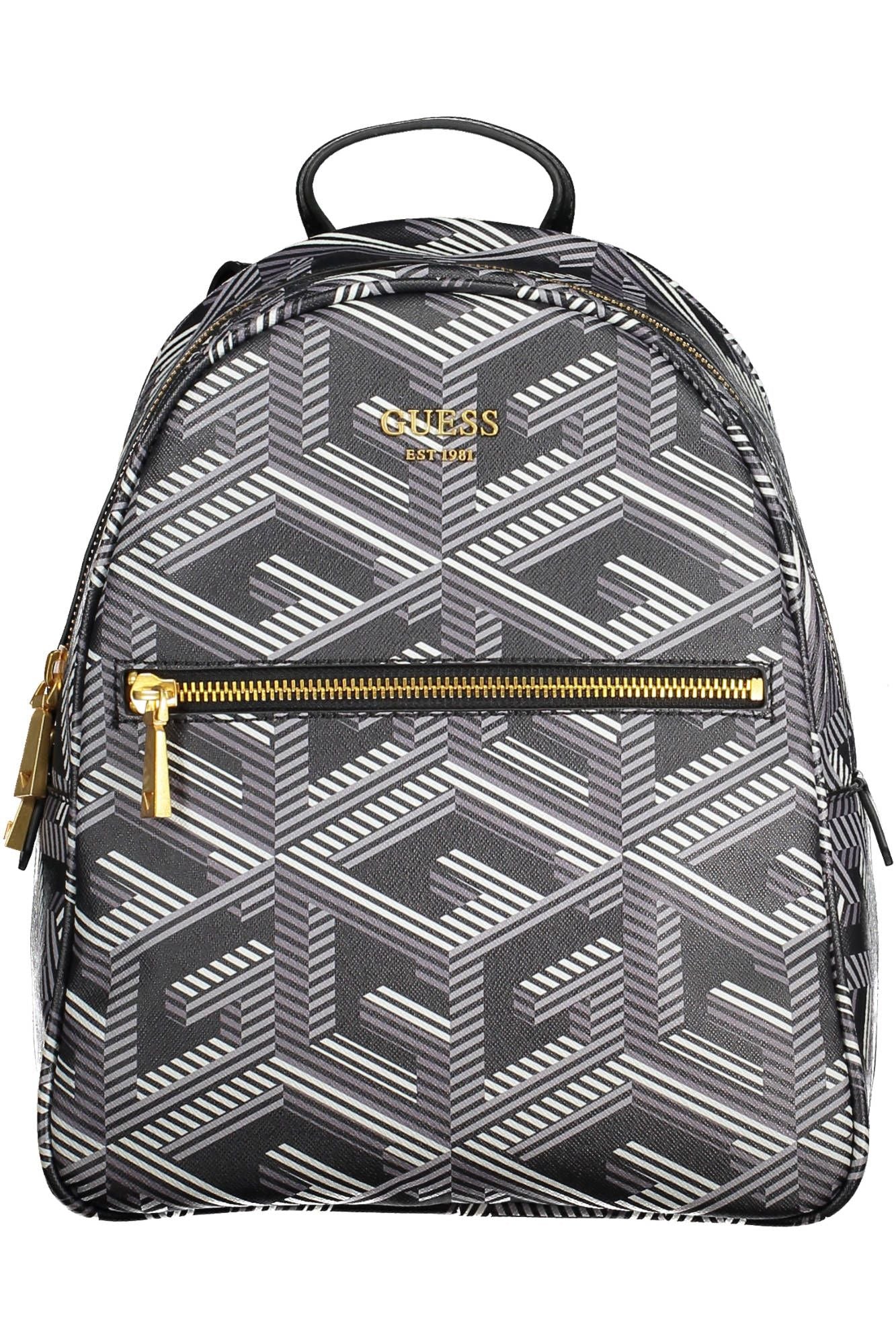 Black Polyurethane Women Backpack