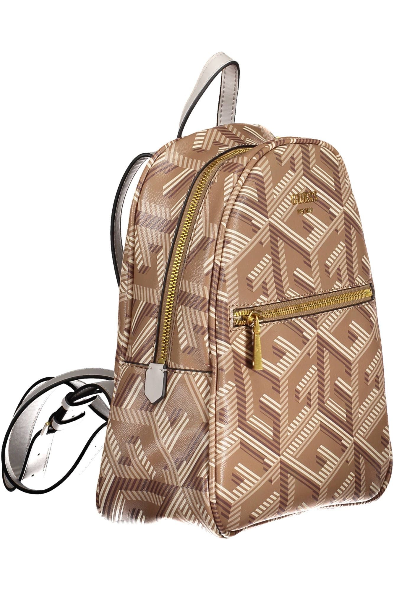 Brown Polyurethane Women Backpack