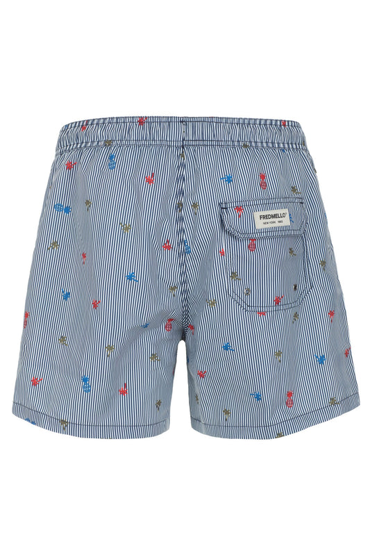 Light Blue Polyester Men Swim Short