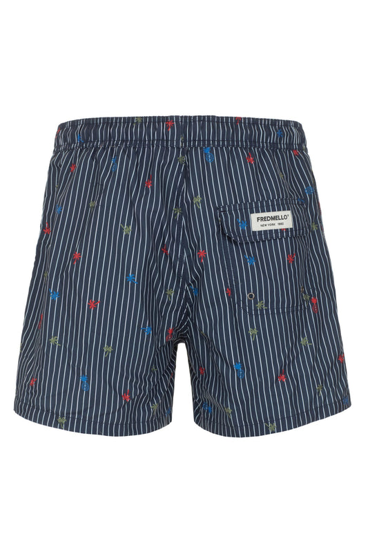 Blue Polyester Men Swim Short