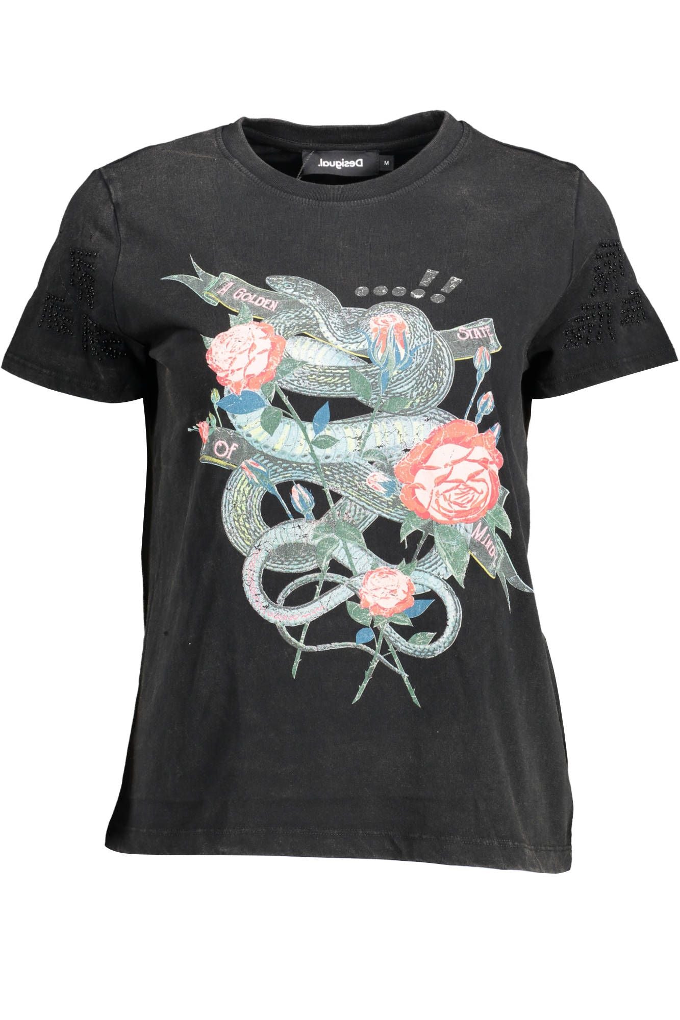 Black Cotton Women T-Shirt