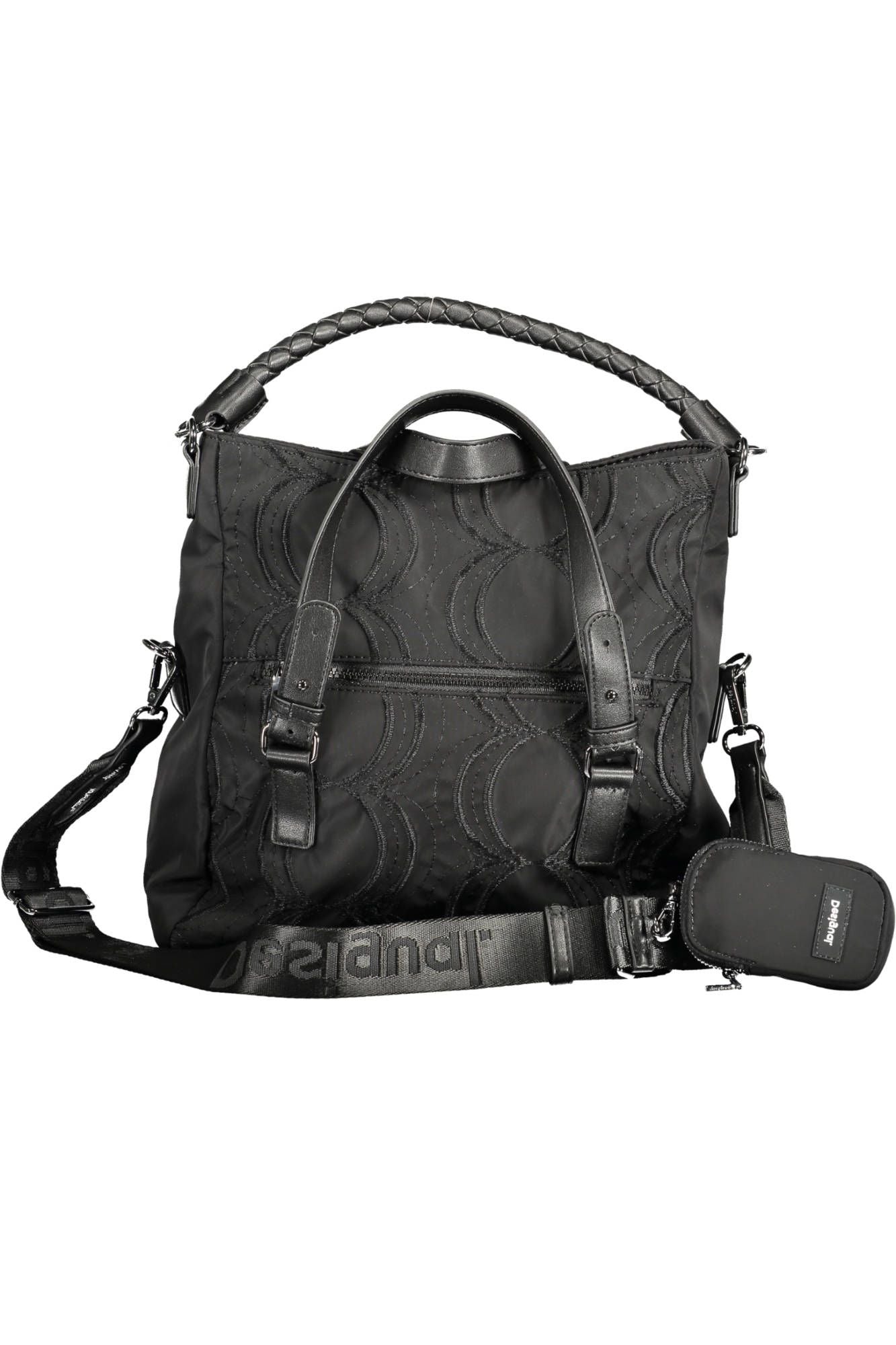 Black Polyester Women Handbag