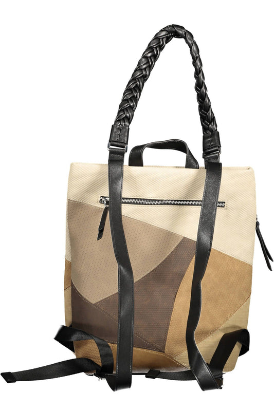 Beige Polyurethane Women Backpack