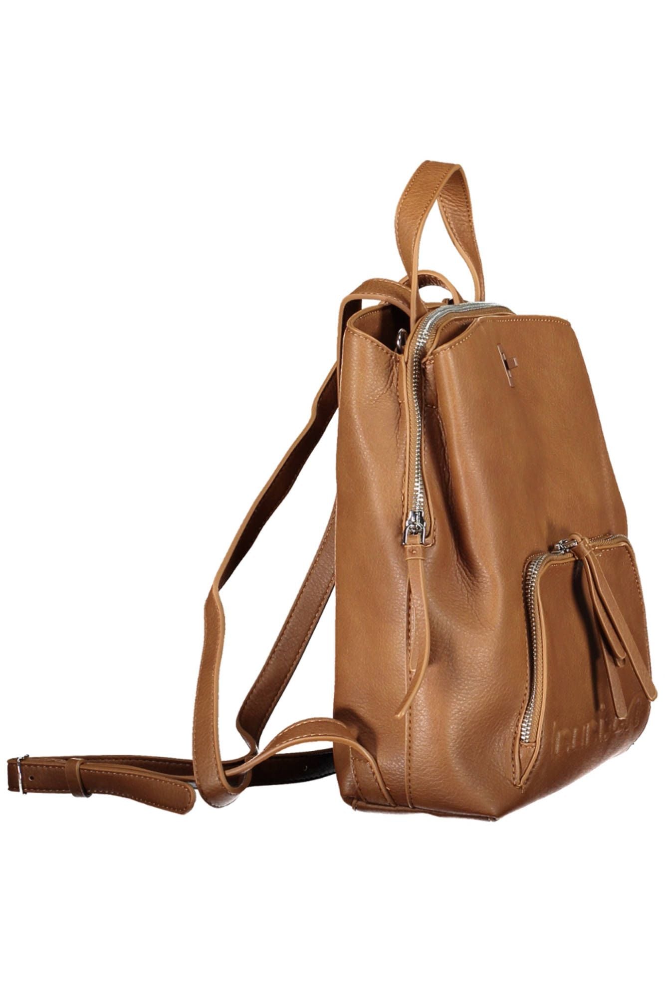 Brown Polyurethane Women Backpack