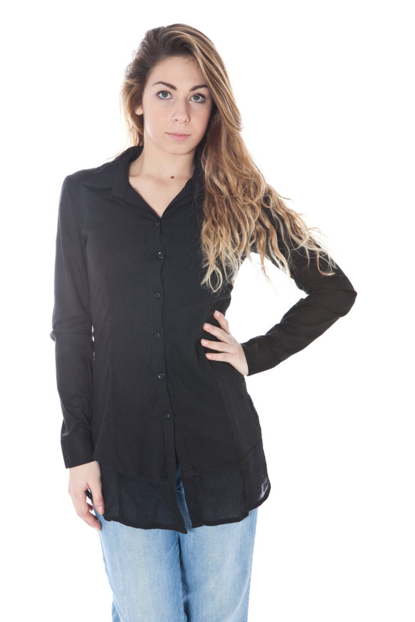 Black Cotton Women Shirt