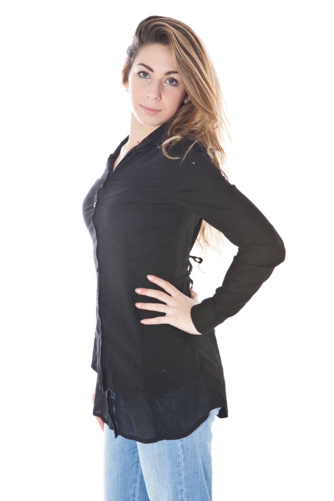 Black Cotton Women Shirt