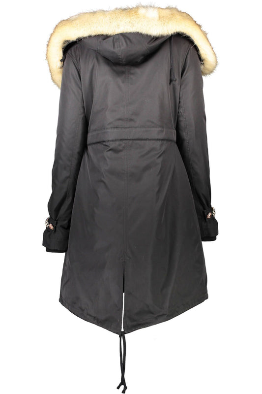 Black Polyester Women Parka