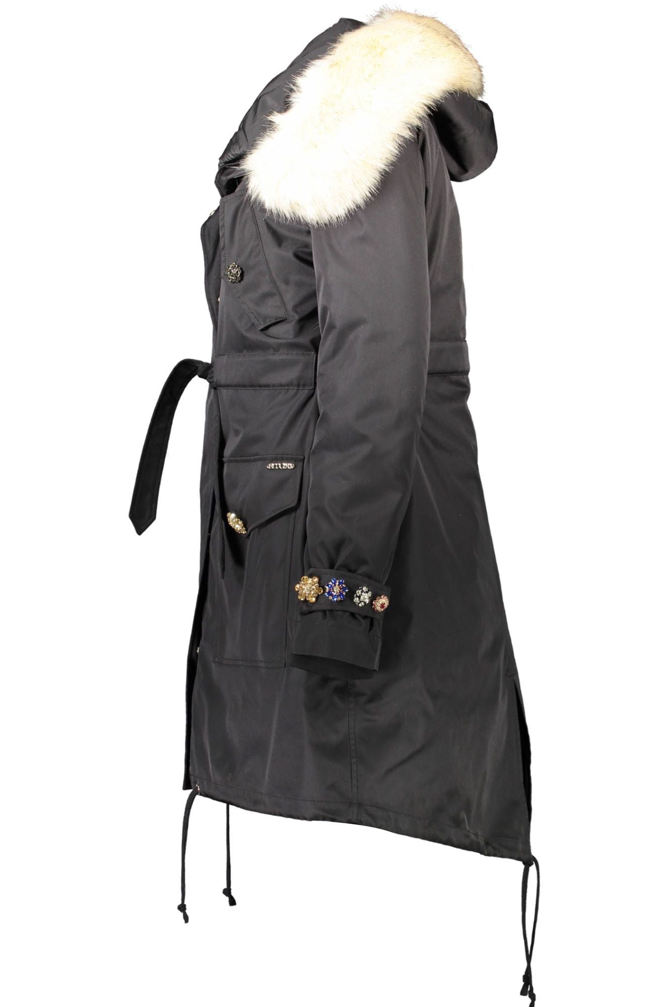 Black Polyester Women Parka