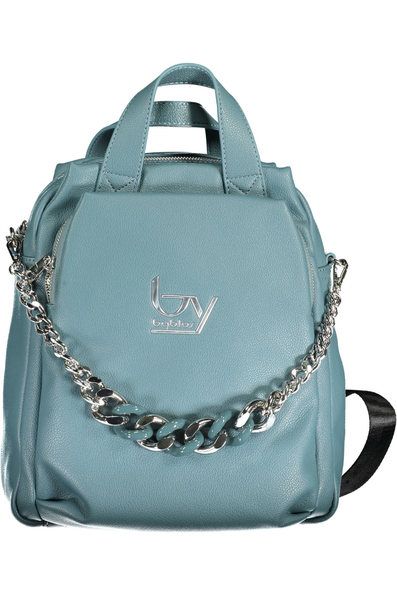 Blue Polyurethane Women Backpack
