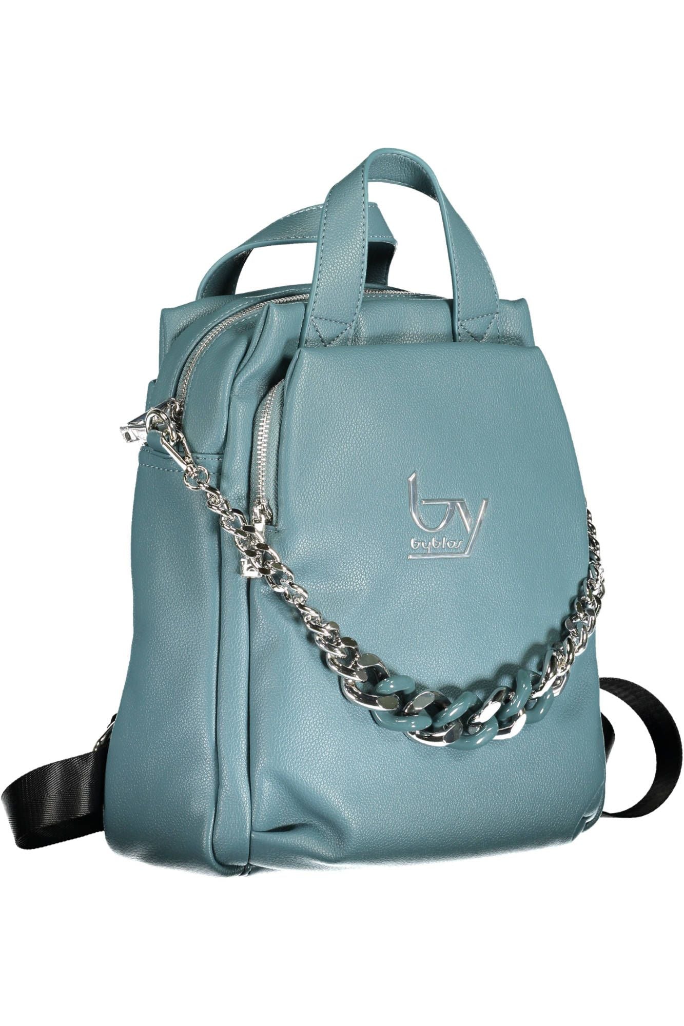 Blue Polyurethane Women Backpack