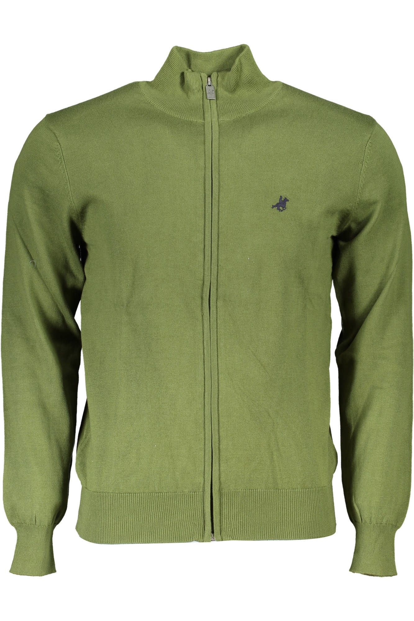 Green Cotton Men Sweater Turtleneck Long Sleeve