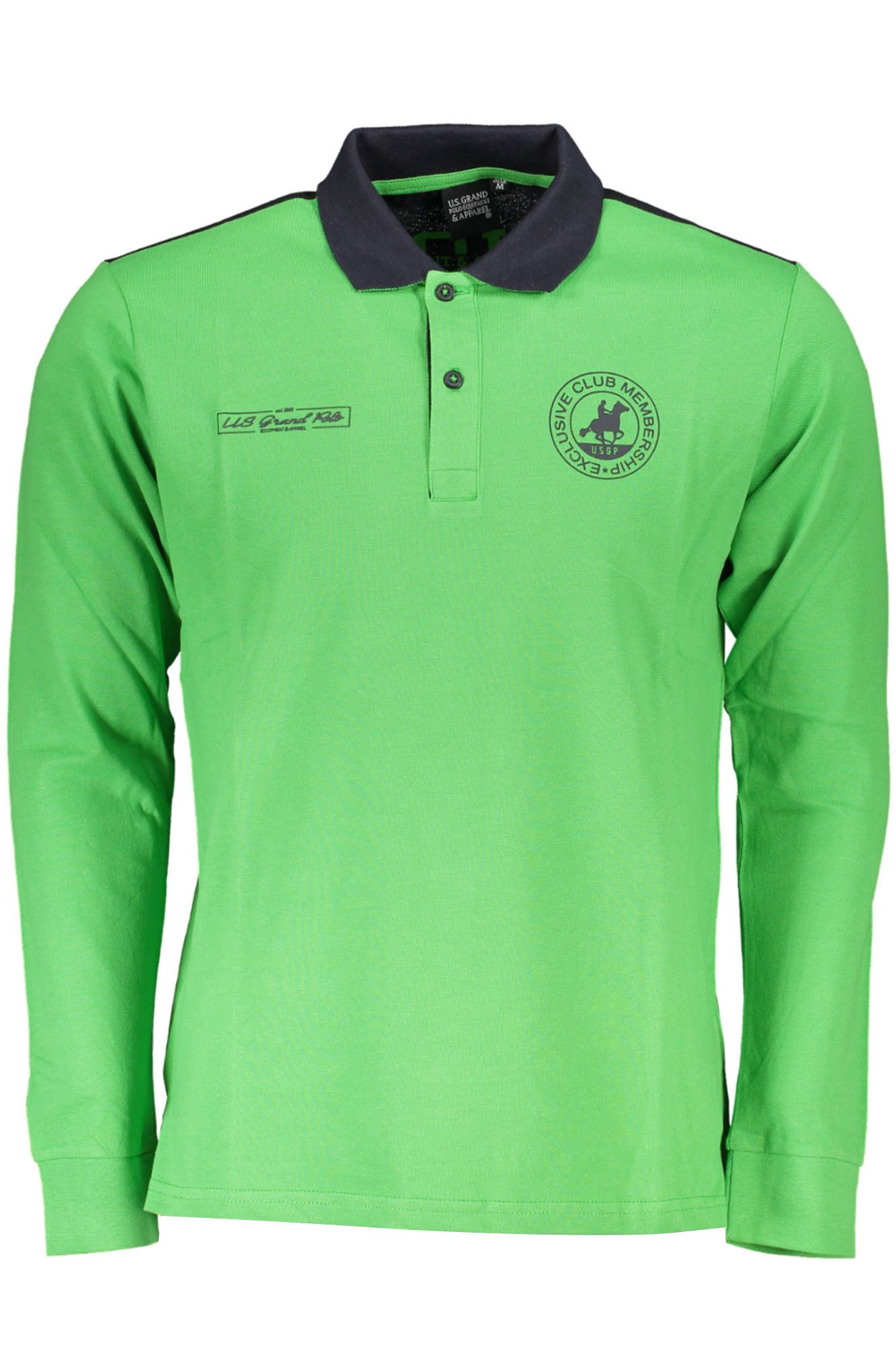 Green Cotton Men Polo Shirt